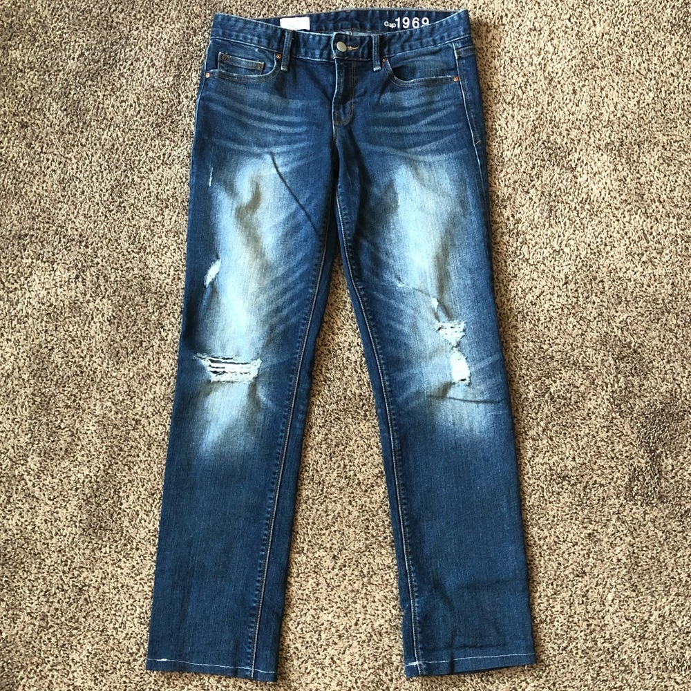 Gap 1969 Real Straight Jeans Distressed